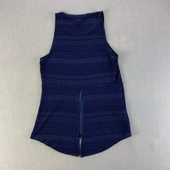 BCBG Maxazria Shirt Womens XXS Blue Black Pullover Stretch Peplum‎ Jacquard - Picture 4 of 12